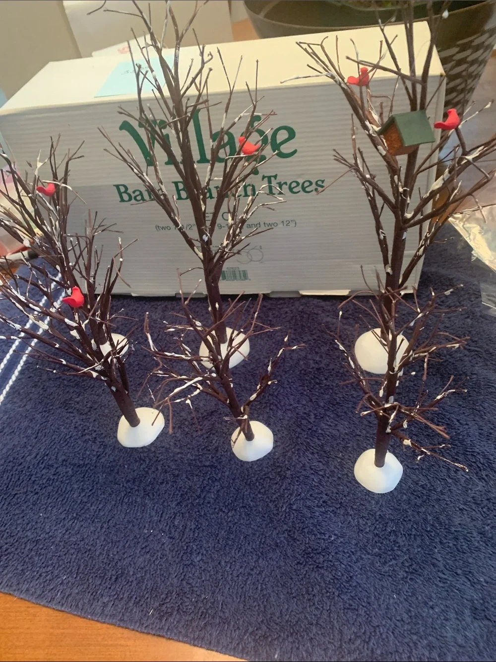 Department 56 set of 6 bare branch trees with cardinal accents